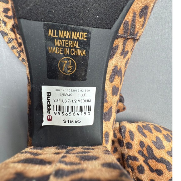 Buckle Leopard Print‎ Over the Knee Boots Block Heel Drawstring Women's 7.5 - Picture 3 of 4